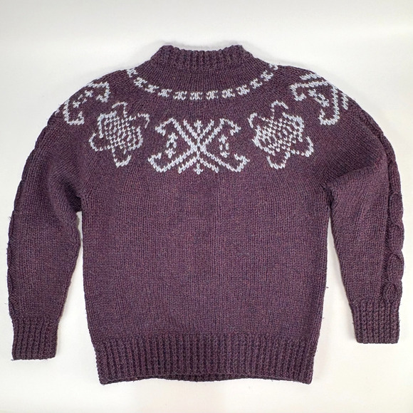 VTG Danspin Wool Fair Aisle Cable Sweater Handknit MED LG Chunky Knit Grandma - Picture 6 of 10